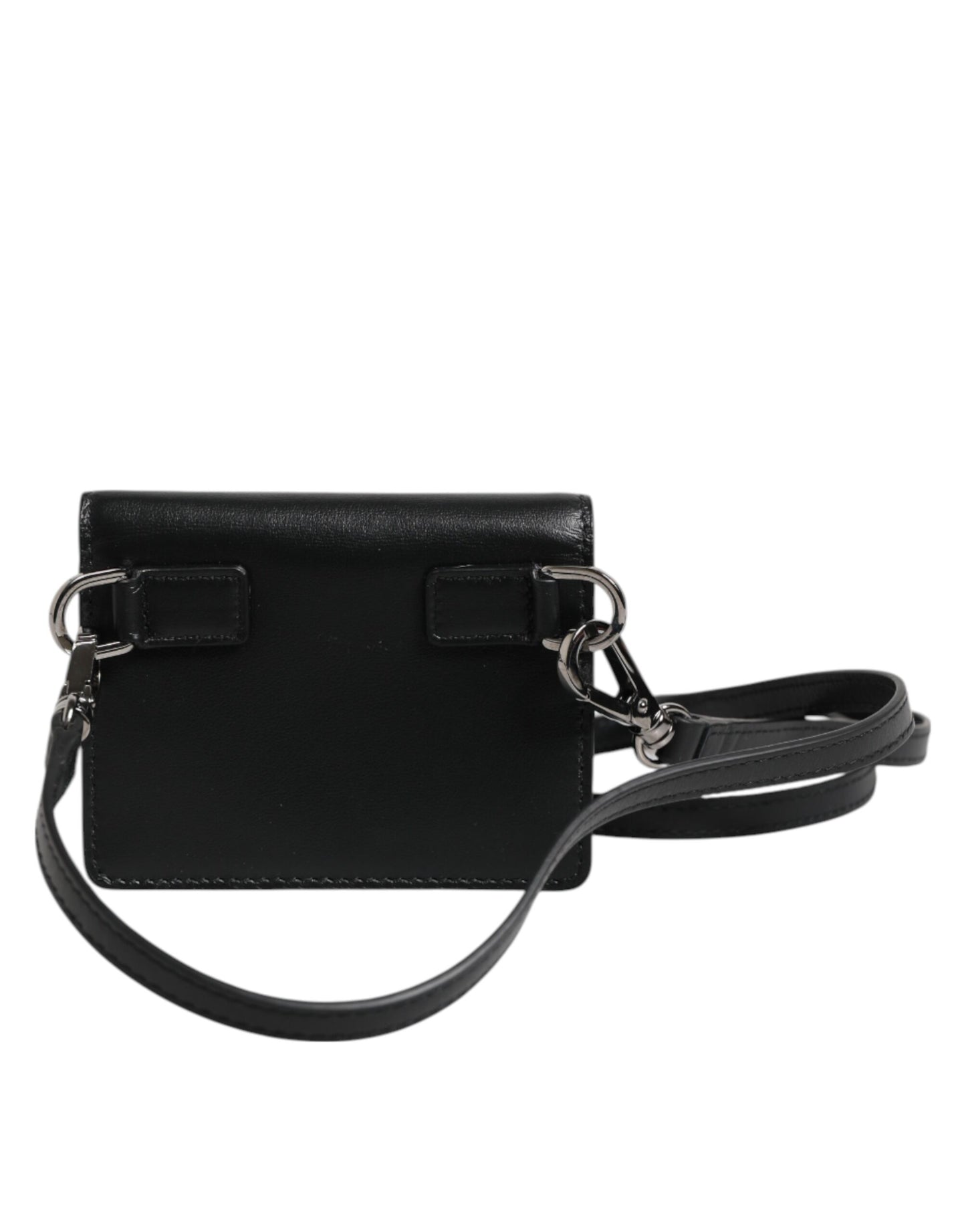 Schwarzes Leder Bifold Kartenetui Crossbody Herren Borse Tasche