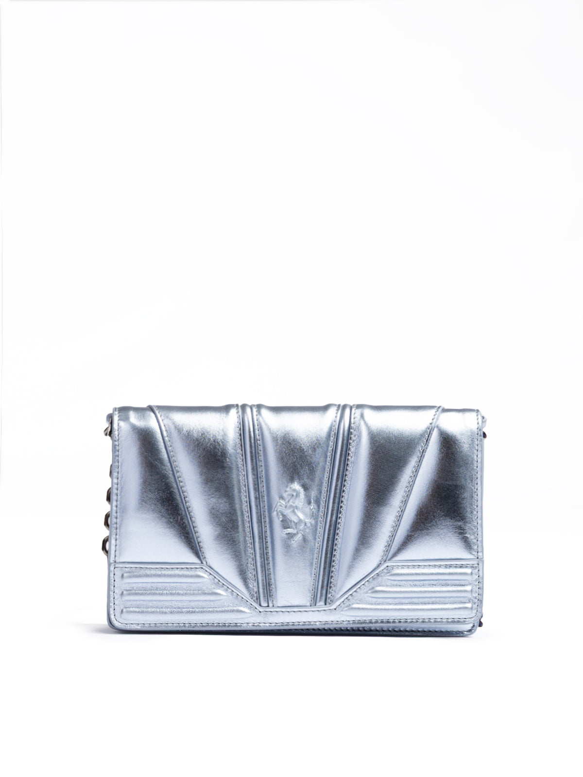 Hellblaue GT-Lackledertasche aus Metall mit Kette