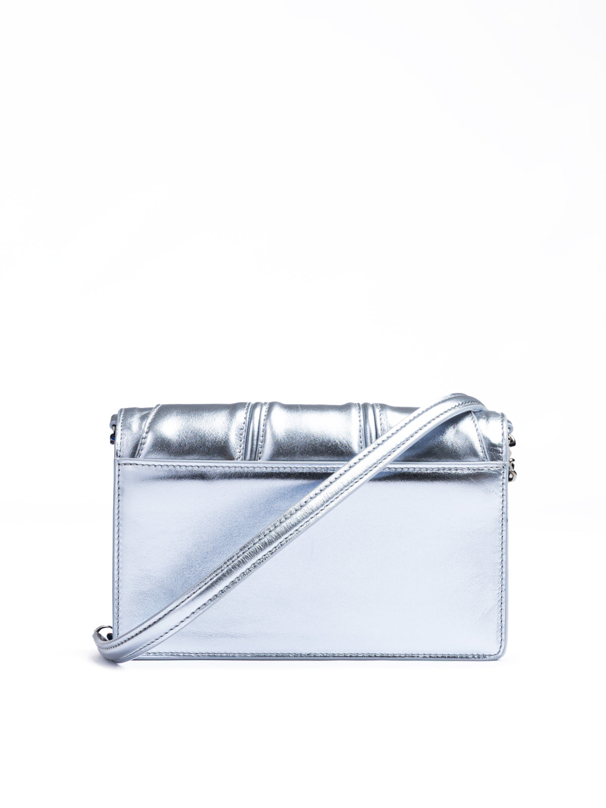 Hellblaue GT-Lackledertasche aus Metall mit Kette