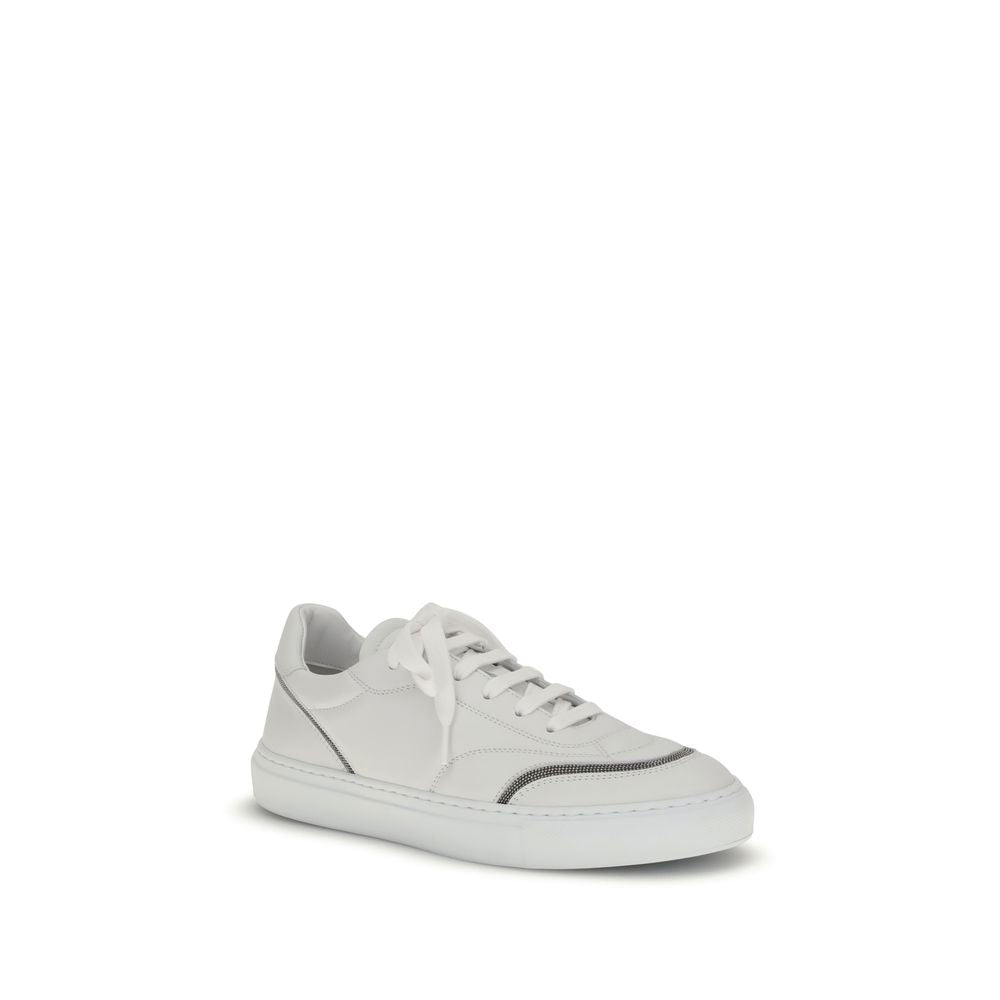 Leder-Sneaker mit glänzenden Details