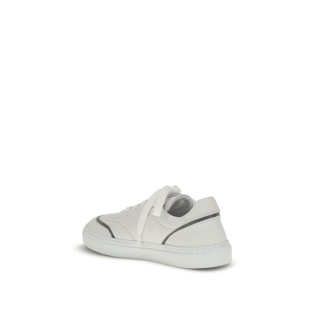 Leder-Sneaker mit glänzenden Details