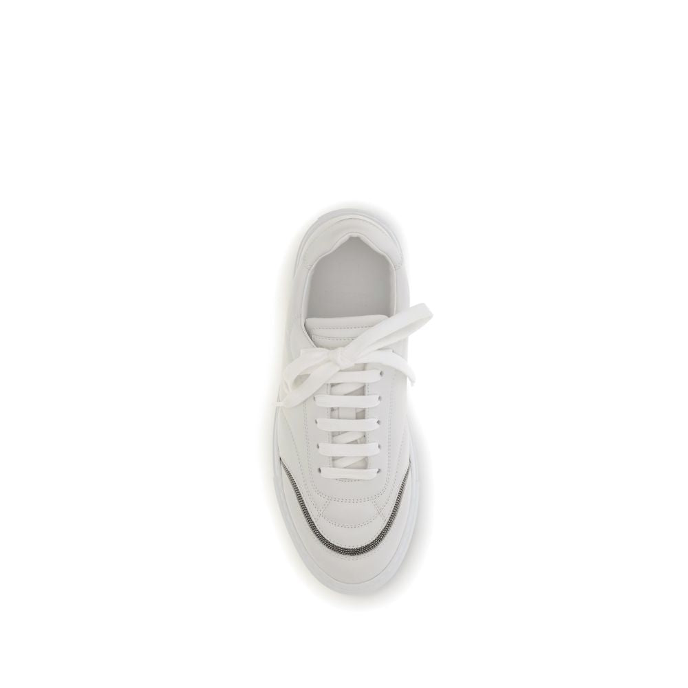 Leder-Sneaker mit glänzenden Details