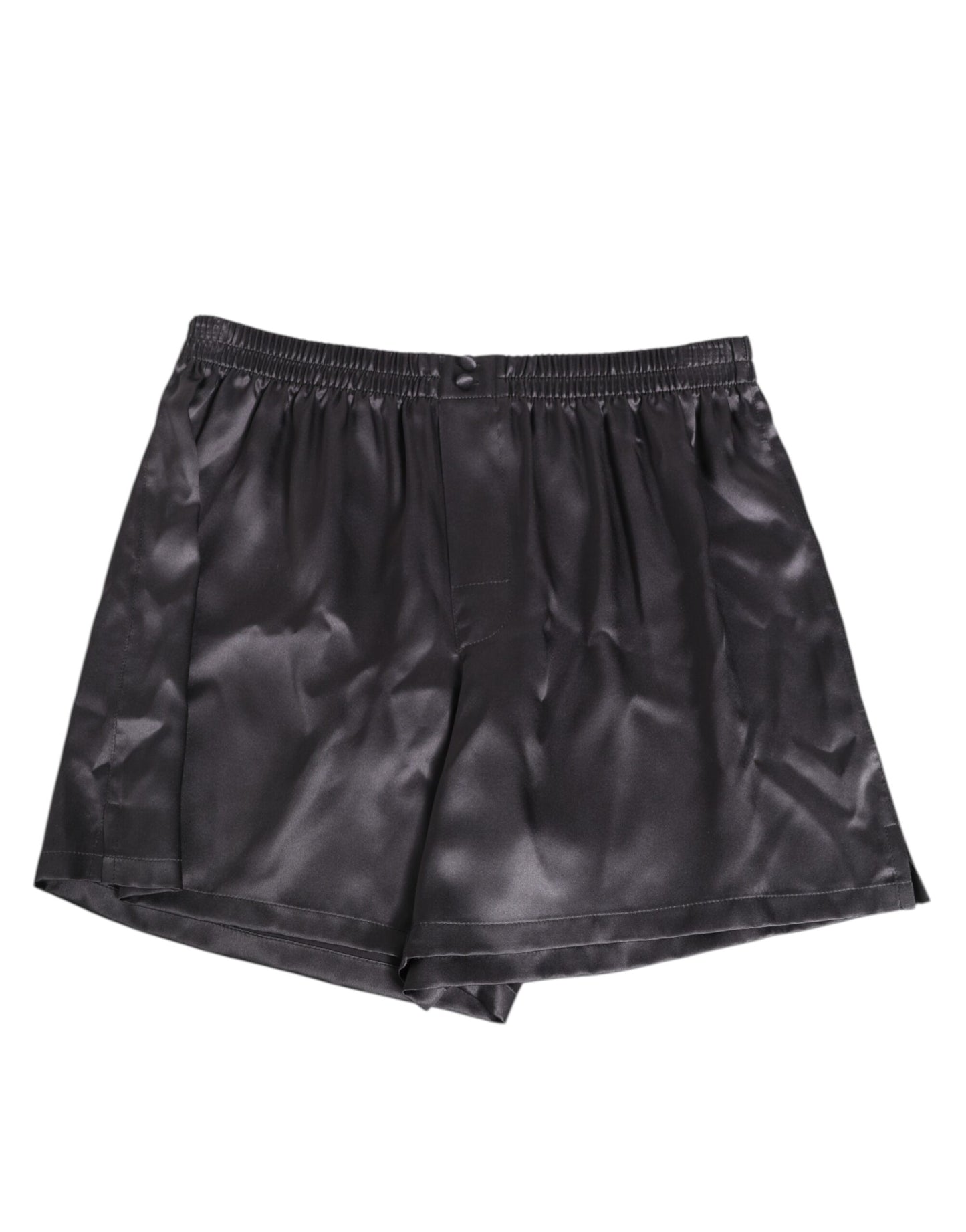Black Satin Silk Elastic Men Boxer Short Swimwear