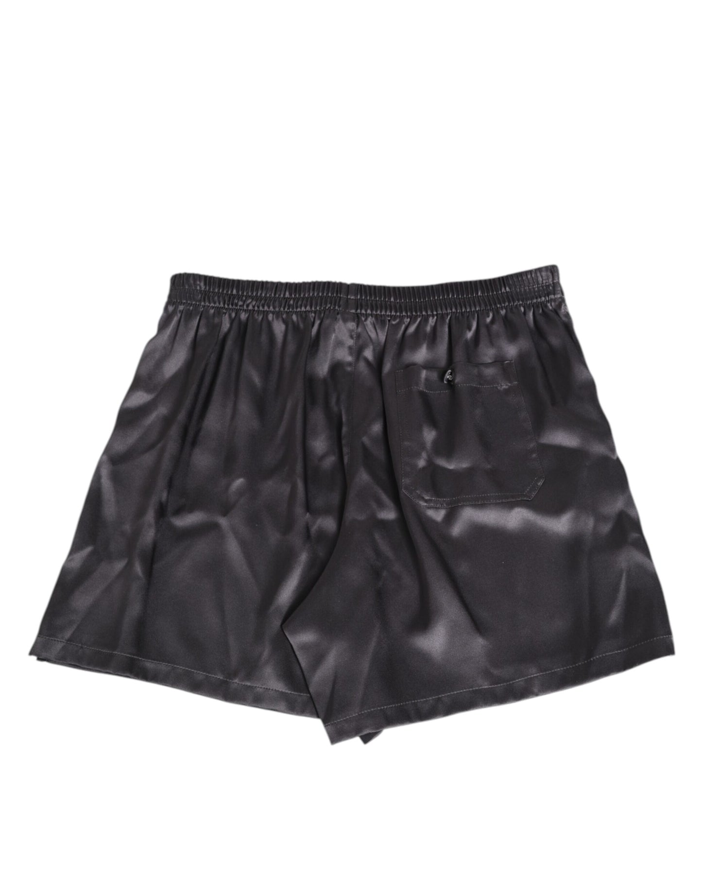 Black Satin Silk Elastic Men Boxer Short Swimwear
