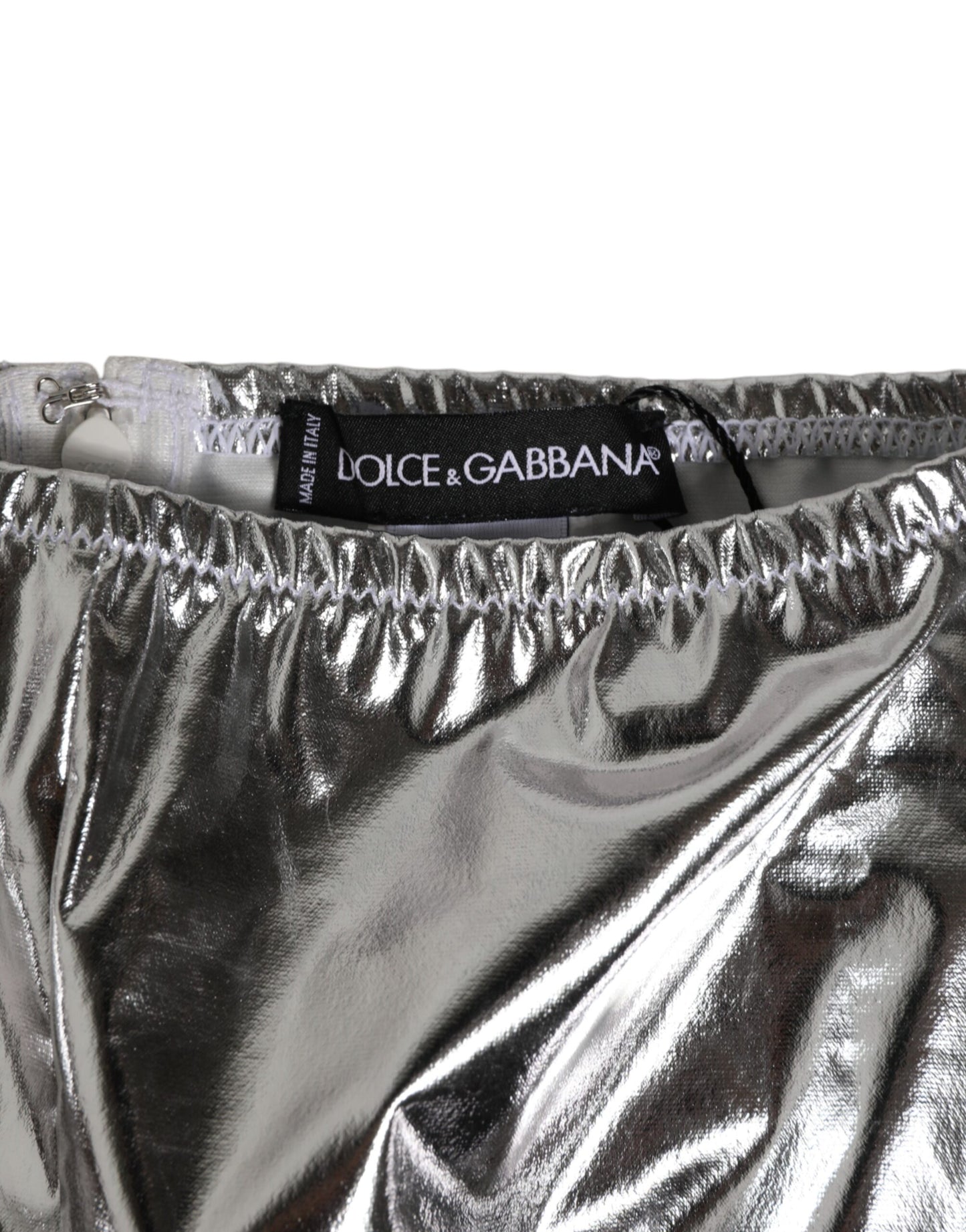 Silver Metallic High Waist Bikini Bottom Women Underwear
