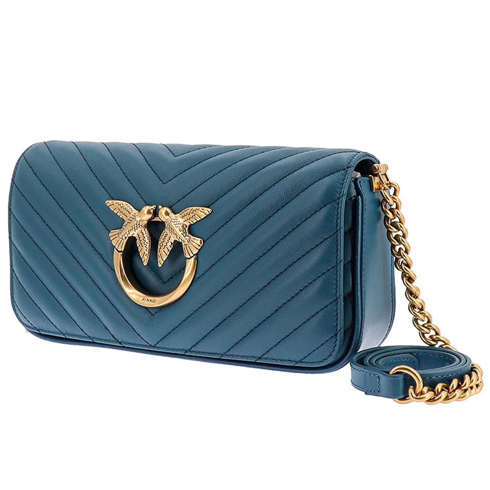 Blue Calfskin Crossbody Bag