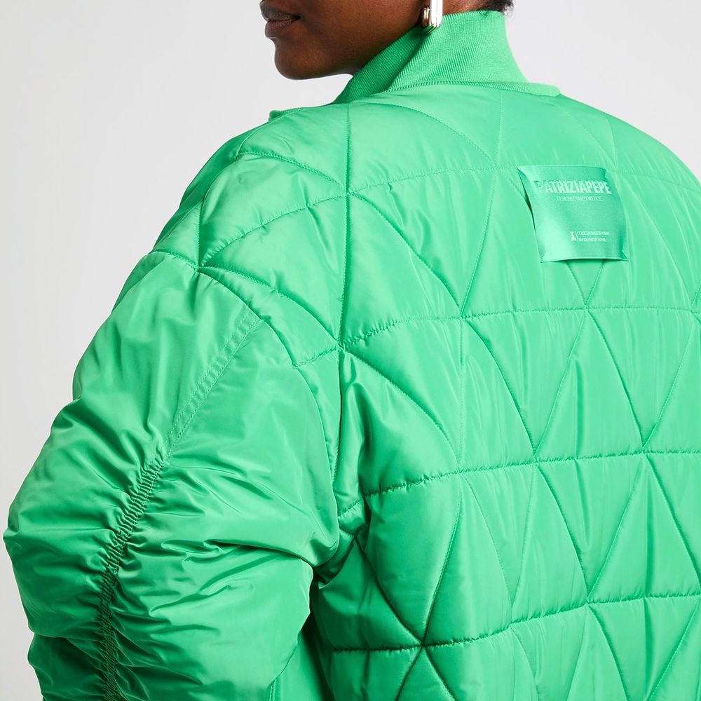 Green oversized padded bomber jacket