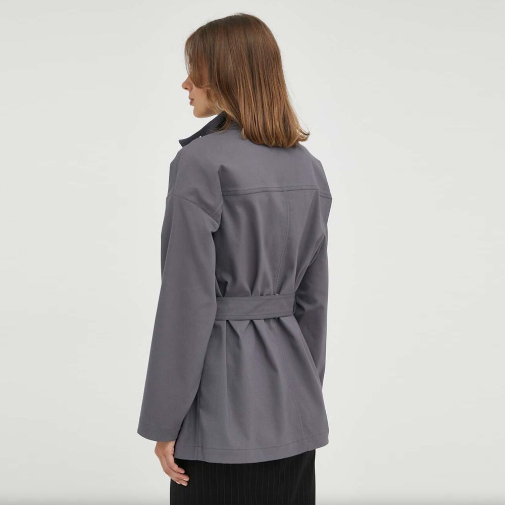 Gray Cotton high-neck coat