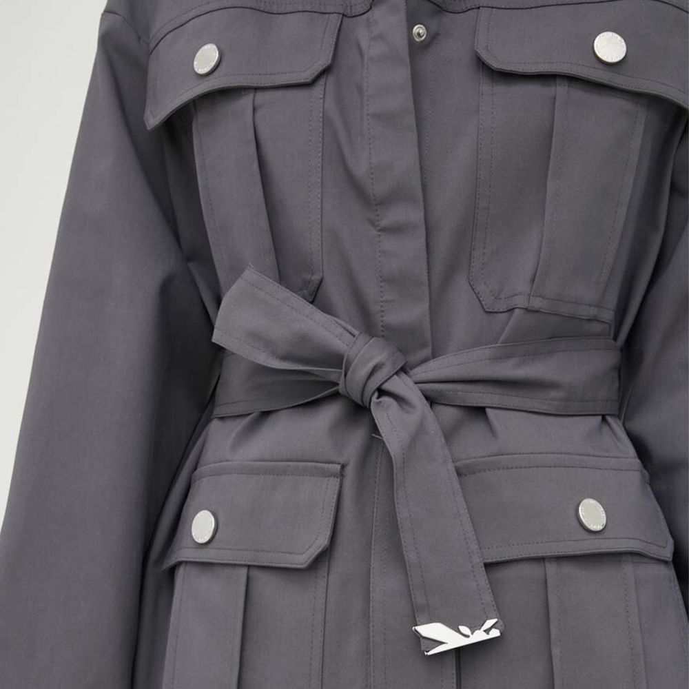 Gray Cotton high-neck coat