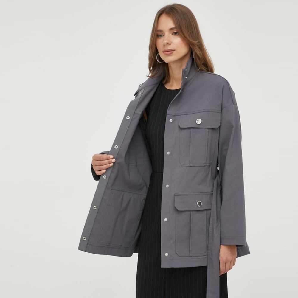 Gray Cotton high-neck coat
