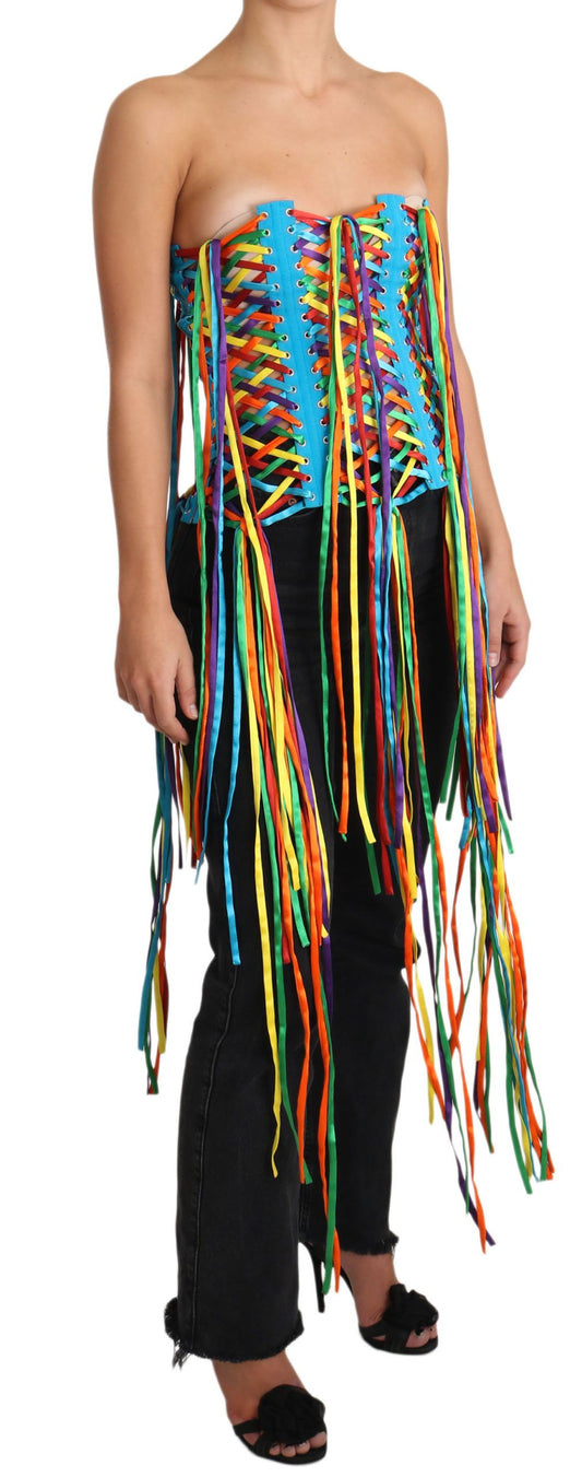 Mehrfarbiges Korsett-Top aus Polyester mit Strings