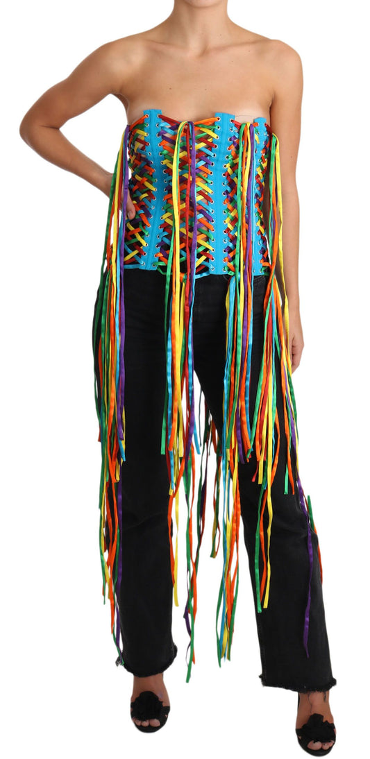 Mehrfarbiges Korsett-Top aus Polyester mit Strings