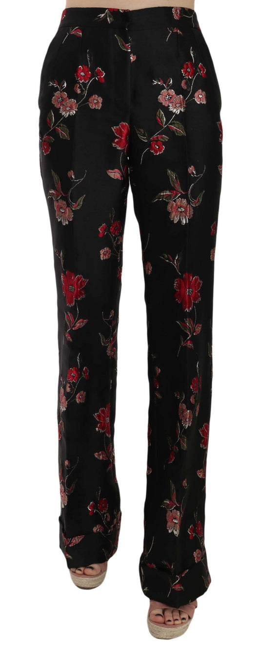 Schwarze Bootcut-Hose mit Blumenmuster