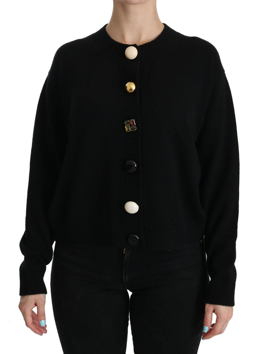 Schwarzer Cardigan mit Knopfverzierung