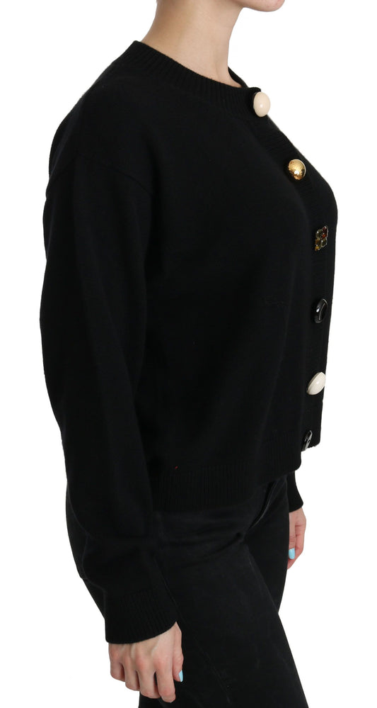 Schwarzer Cardigan mit Knopfverzierung
