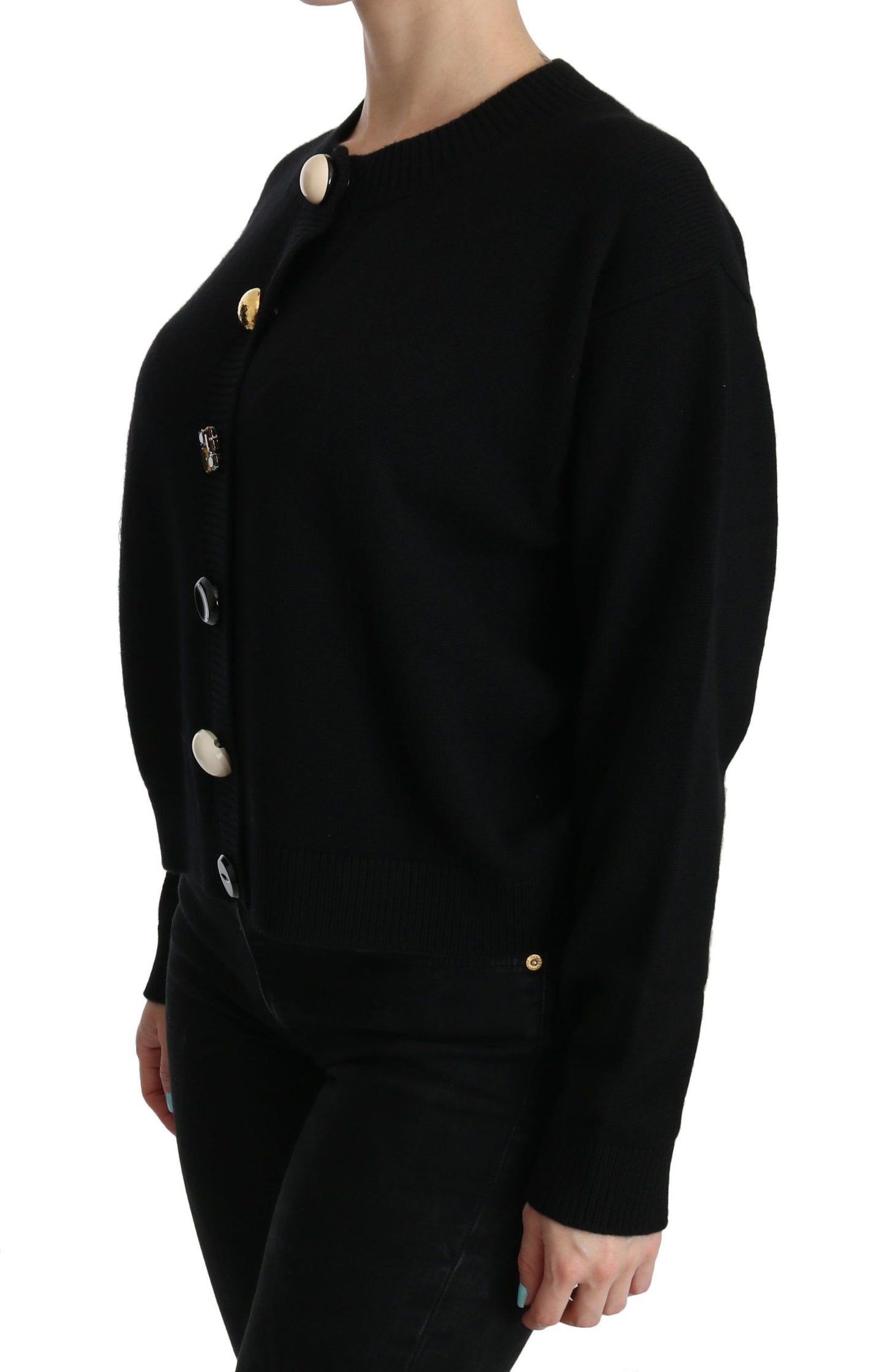 Schwarzer Cardigan mit Knopfverzierung