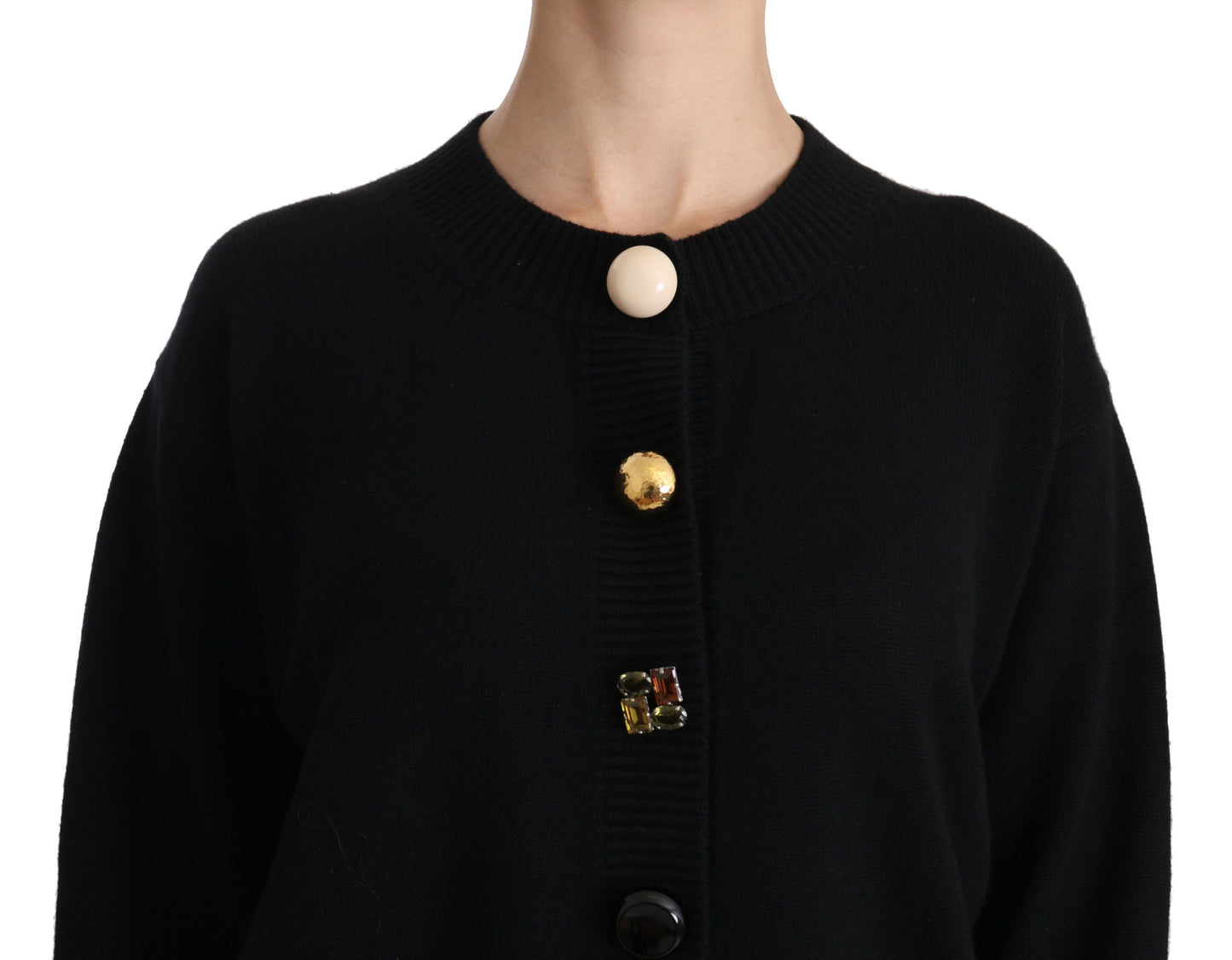 Schwarzer Cardigan mit Knopfverzierung