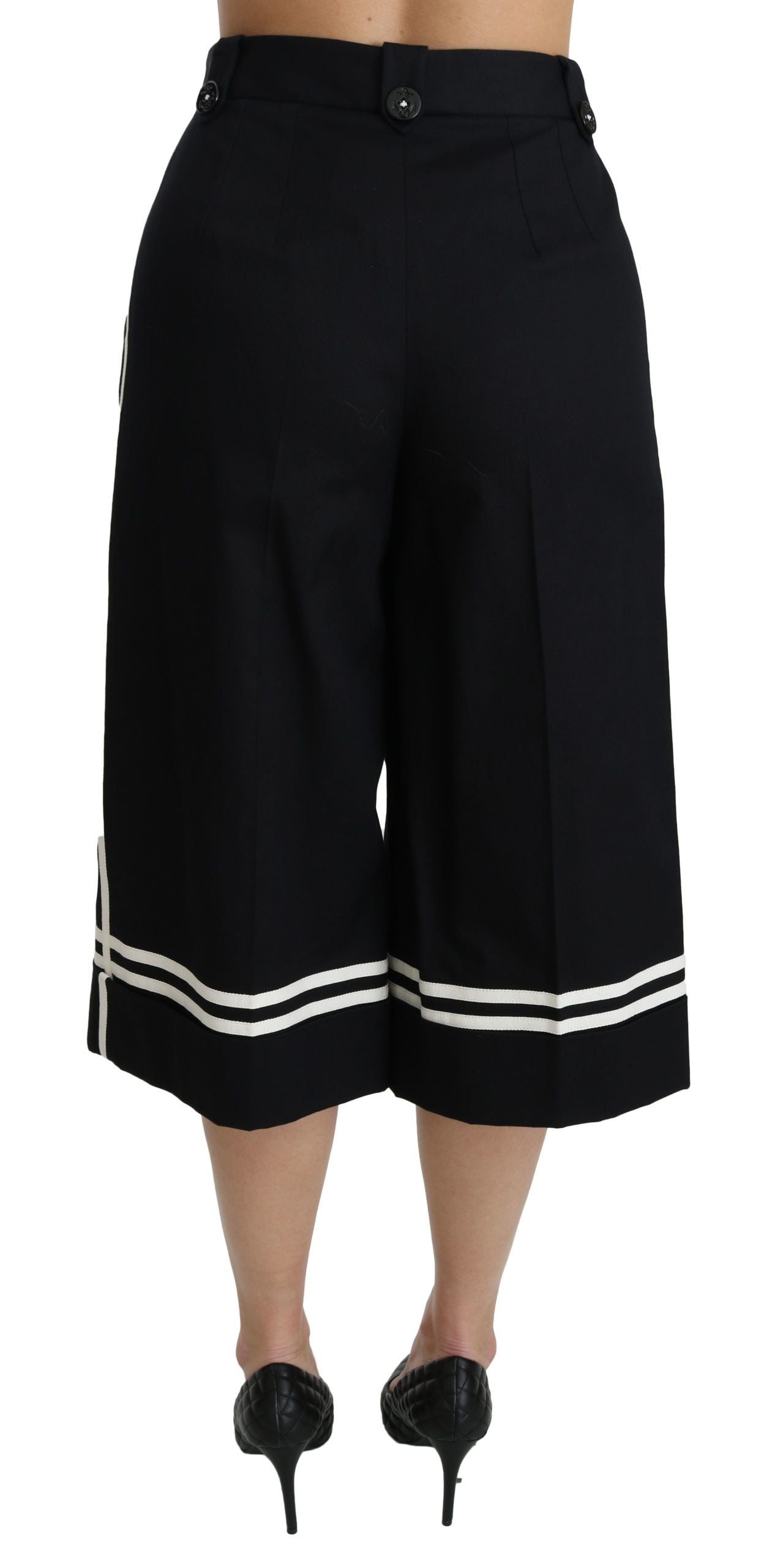 Schwarze, zitronenverzierte Palazzo-Shorts