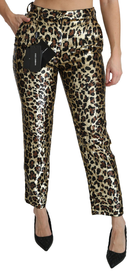 Braune Hose mit hoher Taille und Leopardenmuster