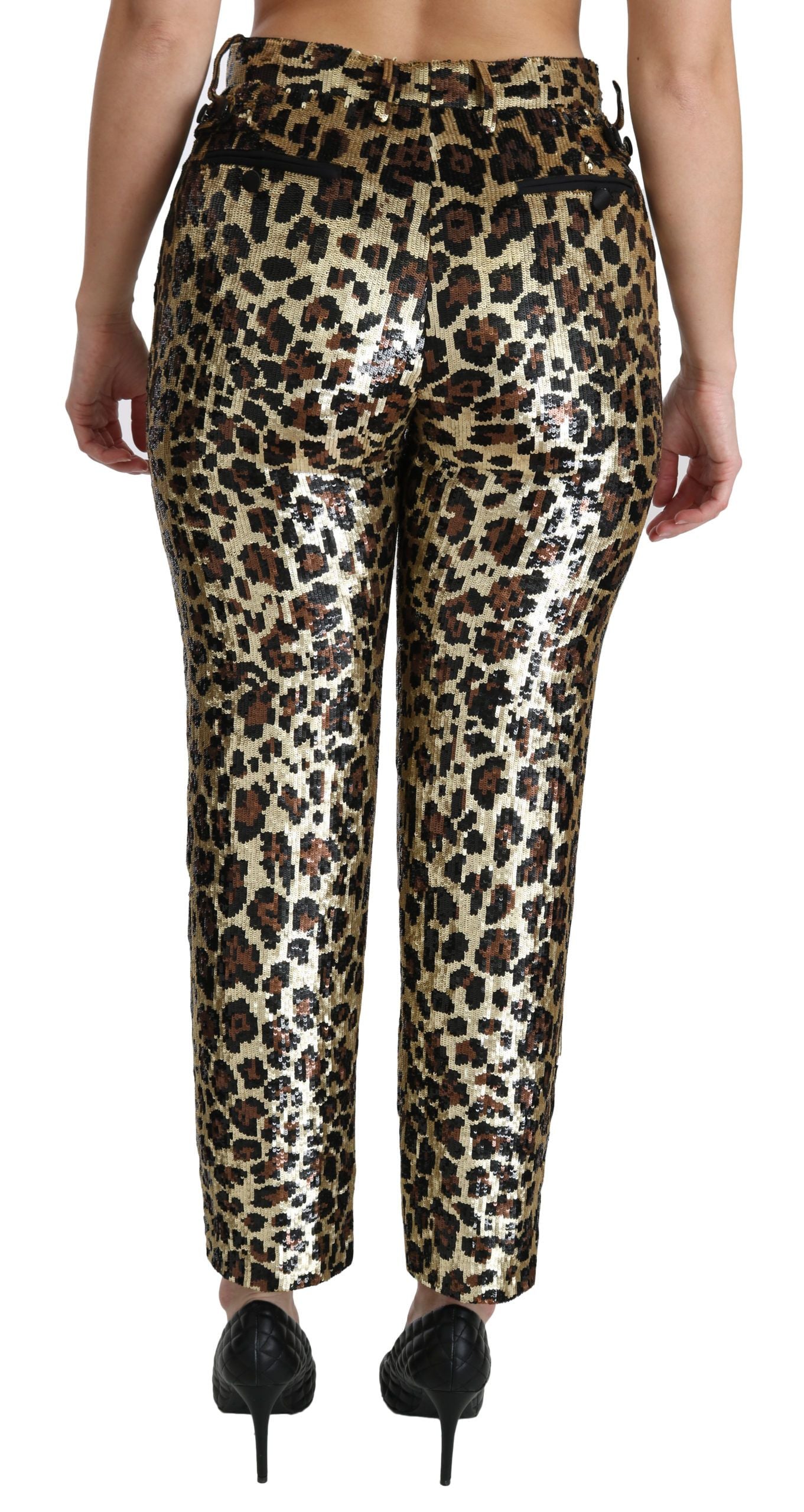Braune Hose mit hoher Taille und Leopardenmuster