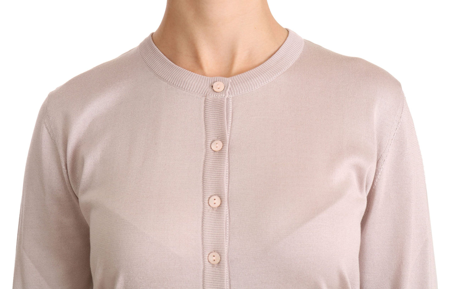 Seidenrosa Langarmpullover mit Spitzenoberteil