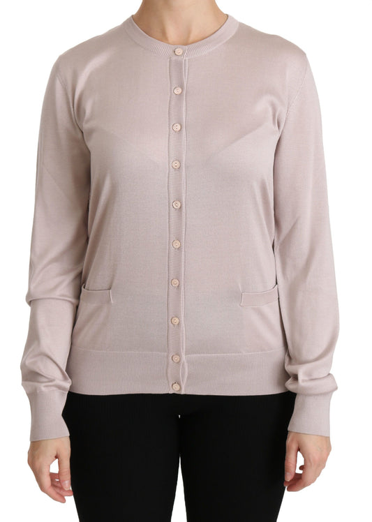 Seidenrosa Langarmpullover mit Spitzenoberteil