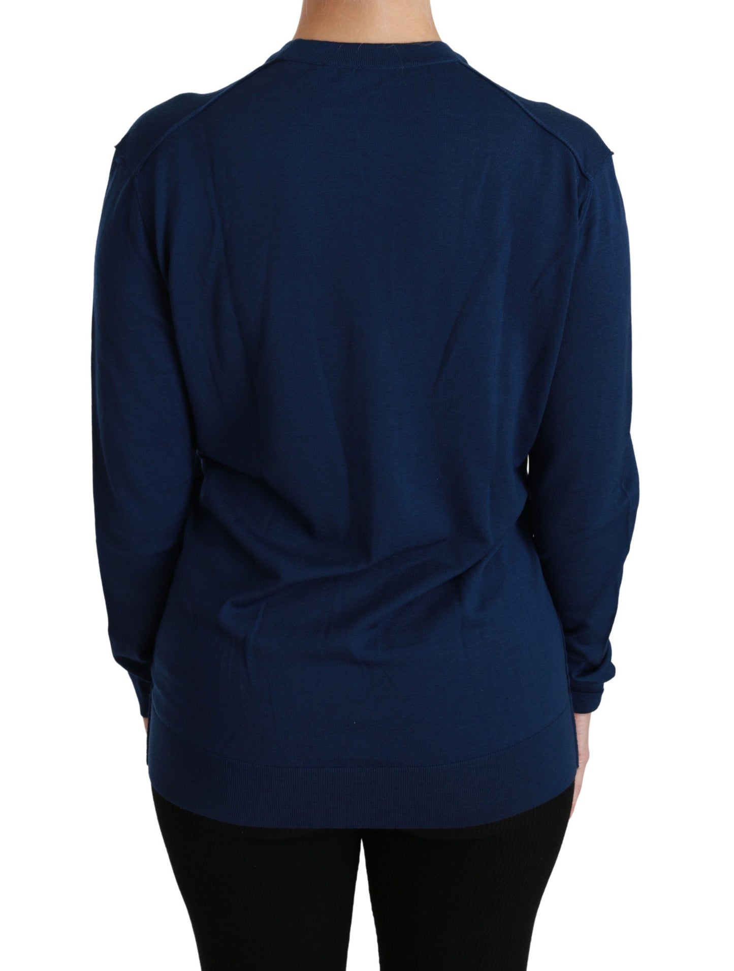 Blauer Cardigan mit Knöpfen aus Schurwolle