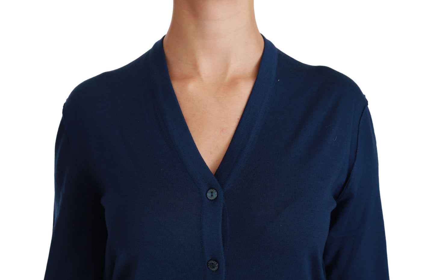 Blauer Cardigan mit Knöpfen aus Schurwolle
