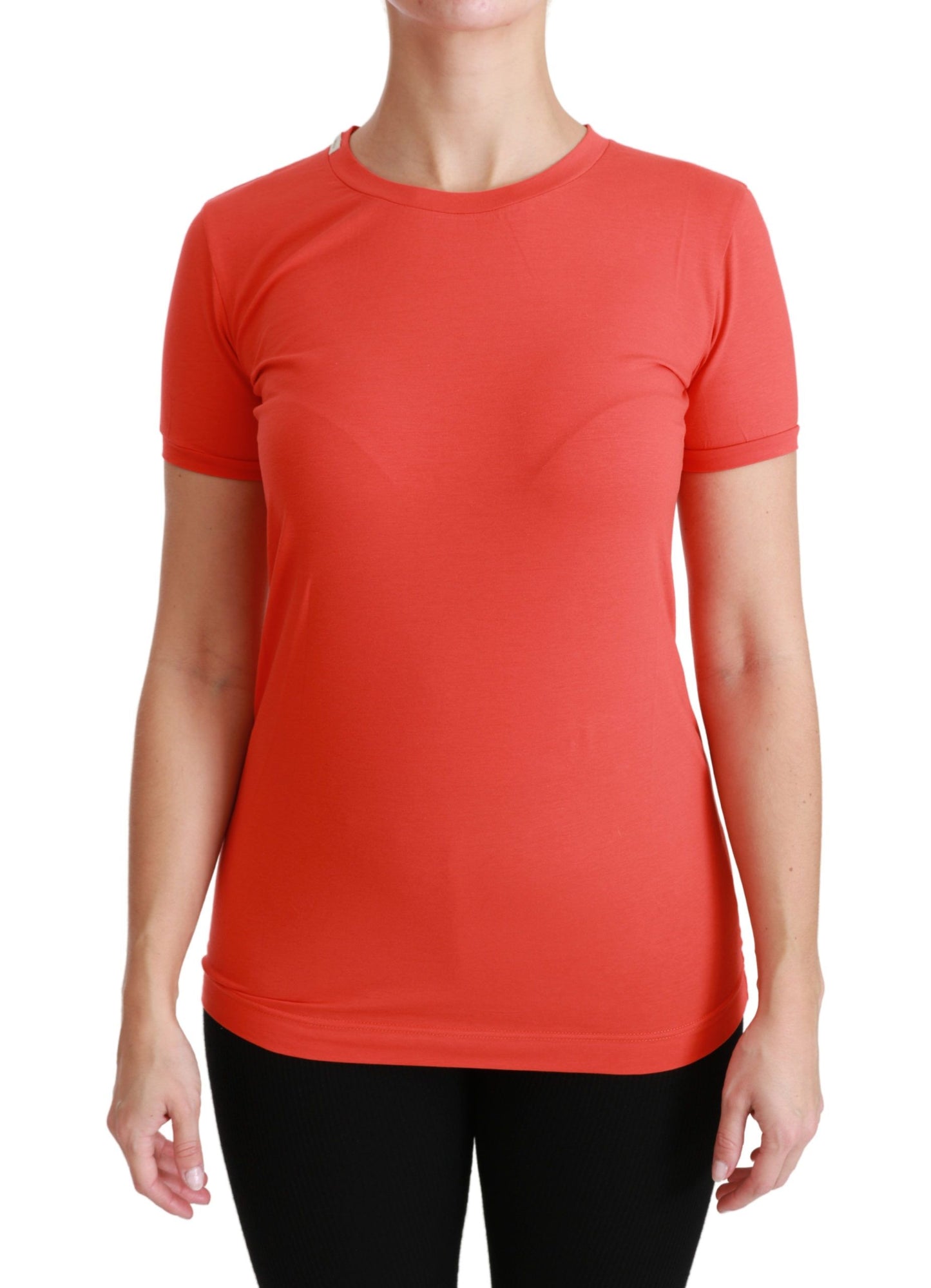 Rotes T-Shirt mit Rundhalsausschnitt und kurzen Ärmeln aus Baumwolle