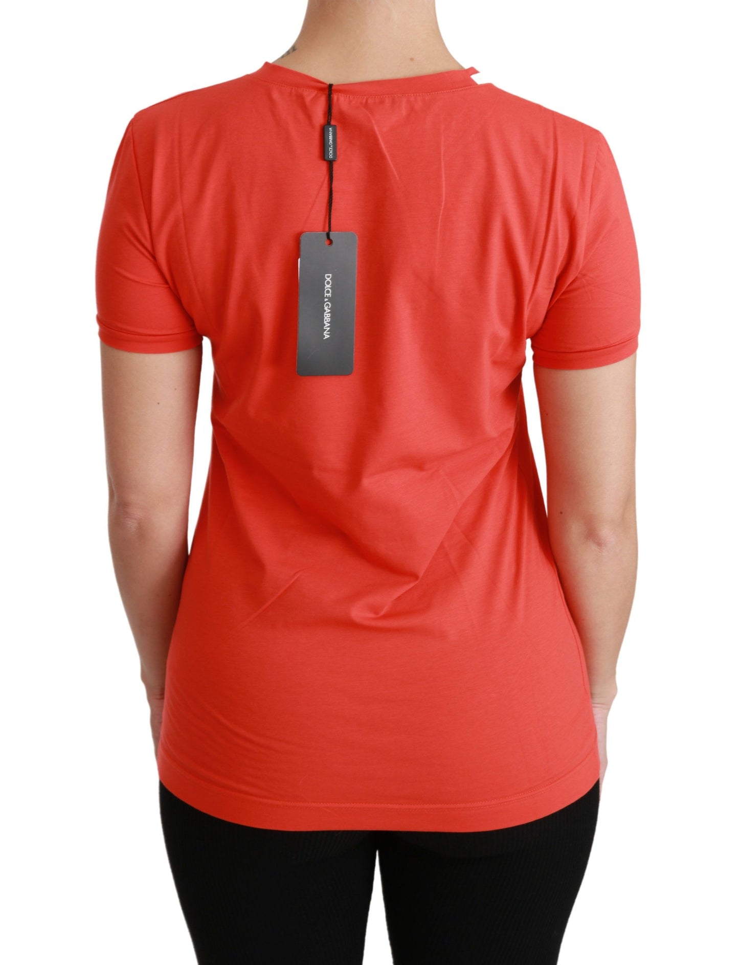 Rotes T-Shirt mit Rundhalsausschnitt und kurzen Ärmeln aus Baumwolle