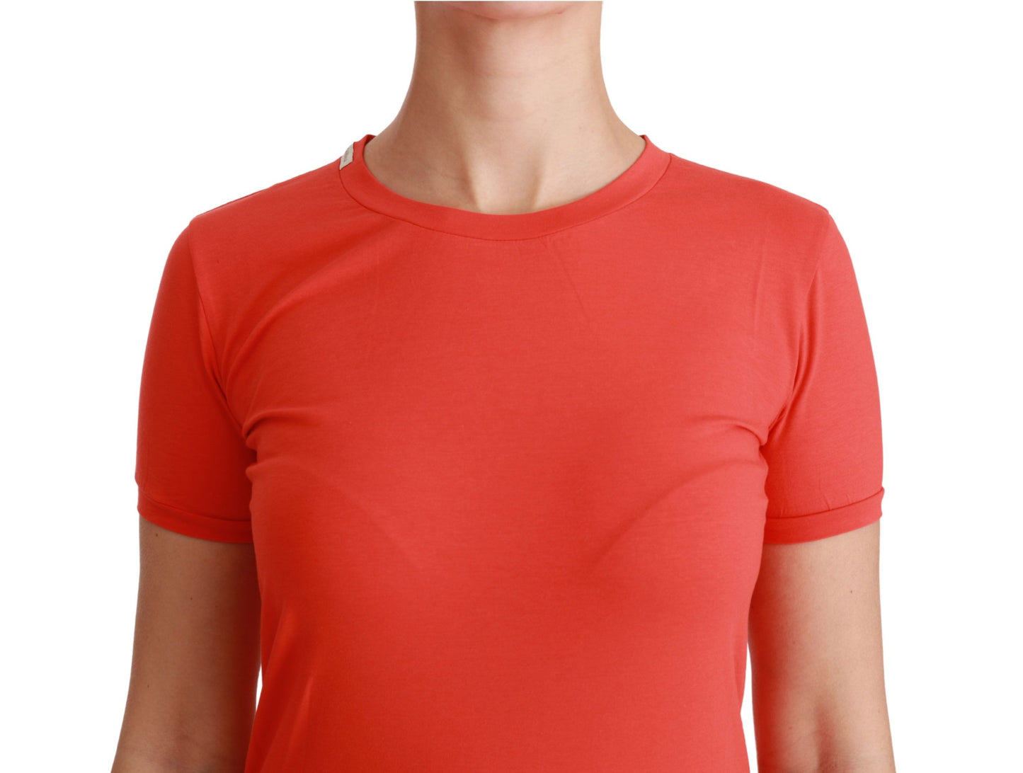 Rotes T-Shirt mit Rundhalsausschnitt und kurzen Ärmeln aus Baumwolle