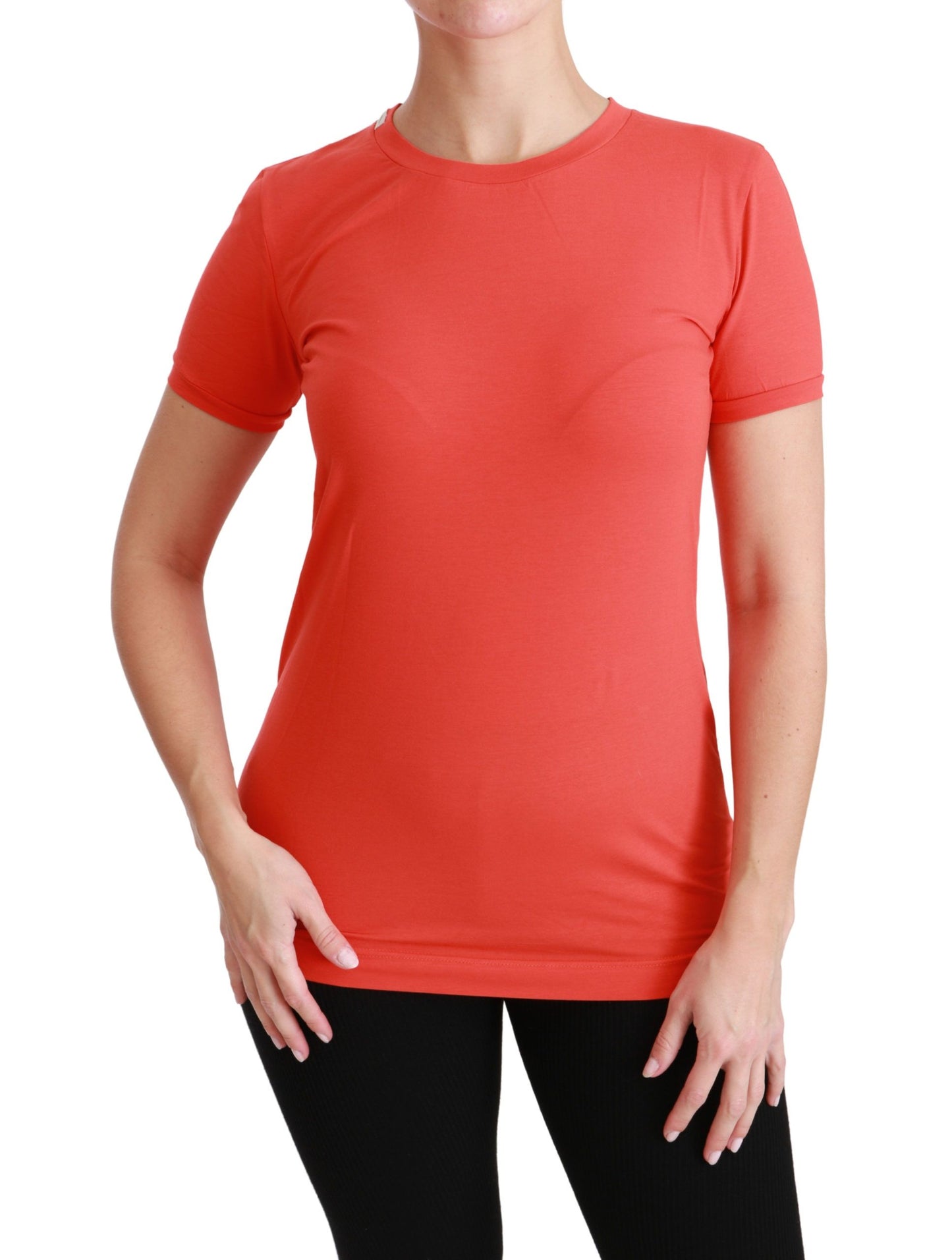 Rotes T-Shirt mit Rundhalsausschnitt und kurzen Ärmeln aus Baumwolle