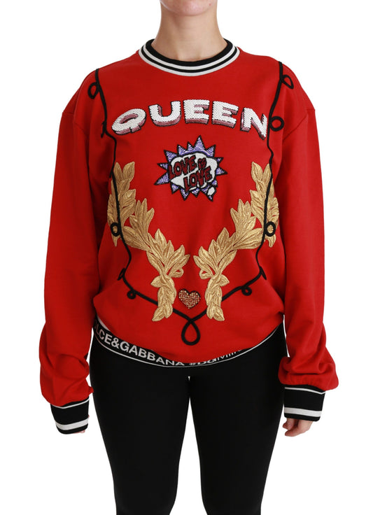 Red Queen Pailletten-Pullover mit Liebesmotiv