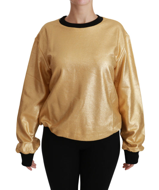 Goldener Pullover aus Baumwolle mit Rundhalsausschnitt