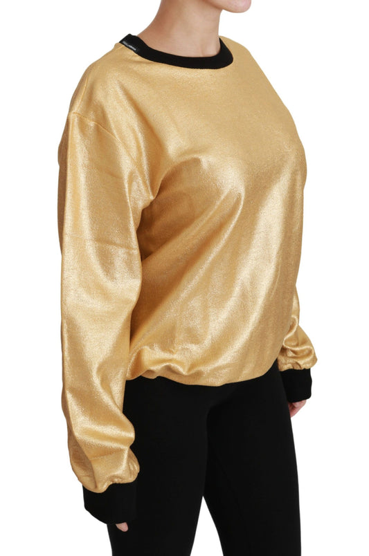 Goldener Pullover aus Baumwolle mit Rundhalsausschnitt