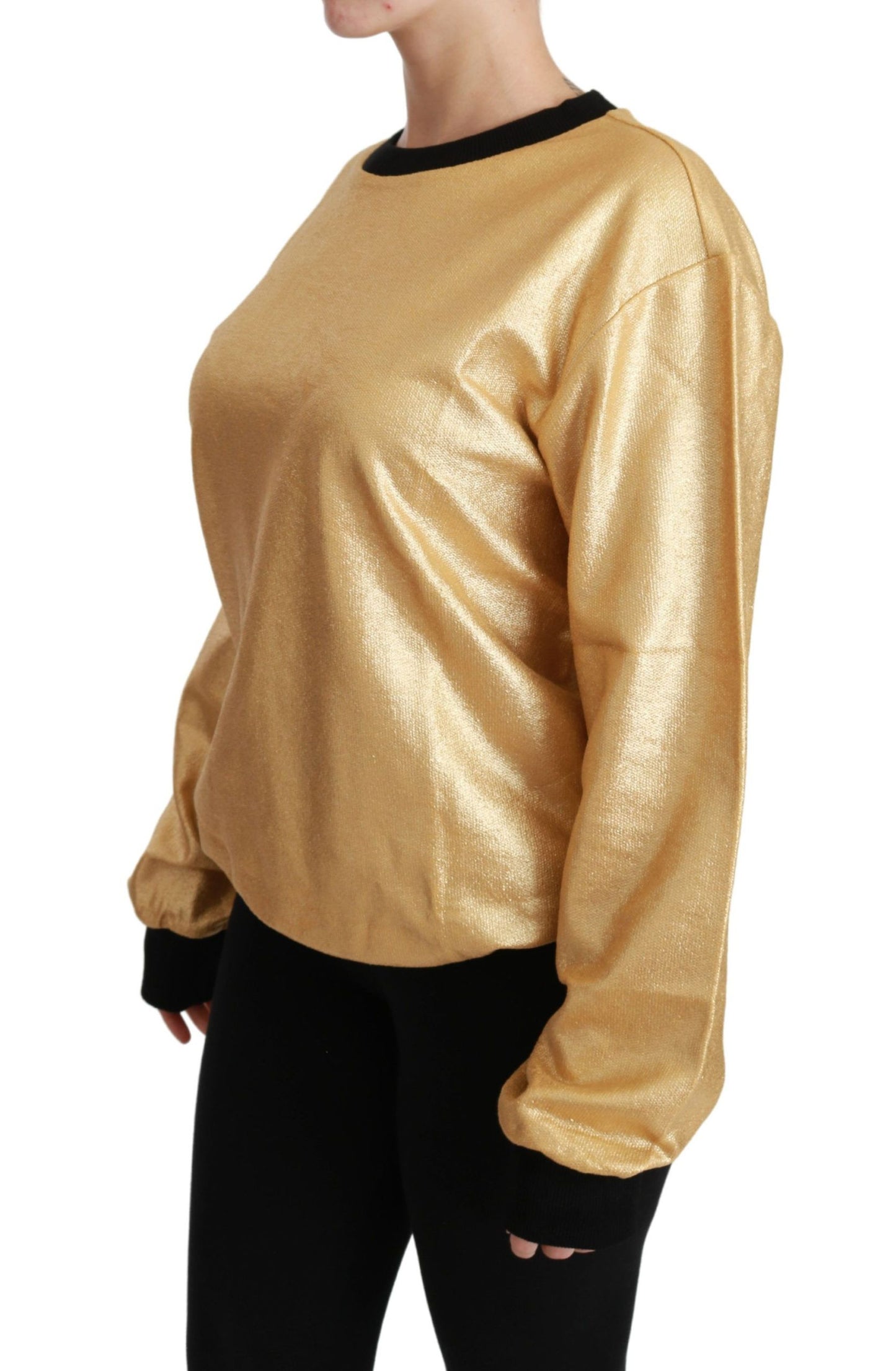 Goldener Pullover aus Baumwolle mit Rundhalsausschnitt