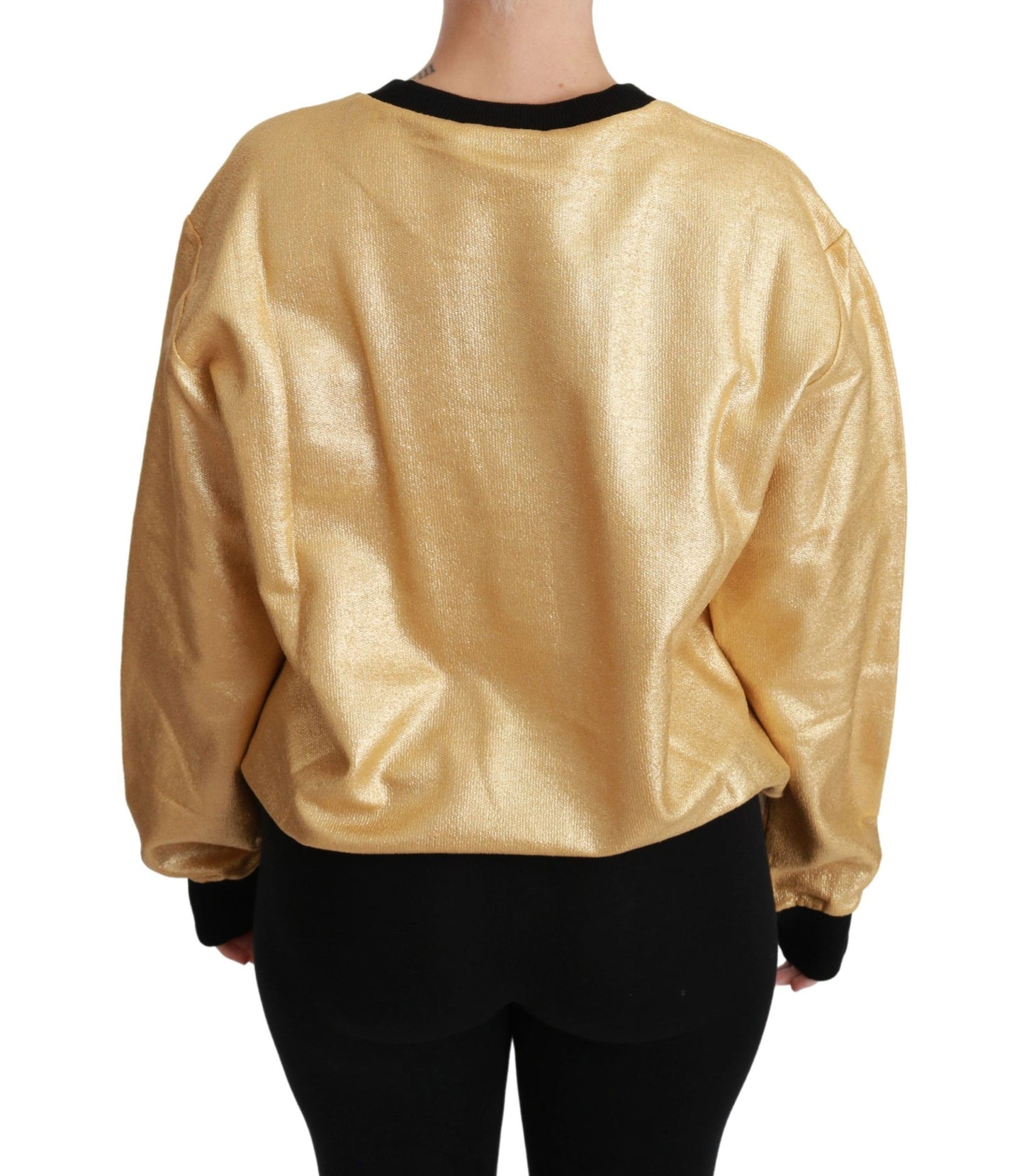 Goldener Pullover aus Baumwolle mit Rundhalsausschnitt