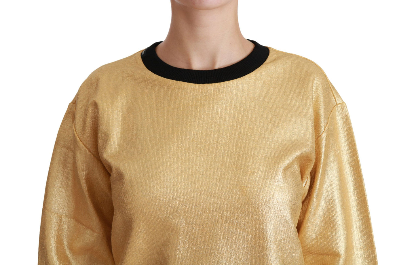 Goldener Pullover aus Baumwolle mit Rundhalsausschnitt
