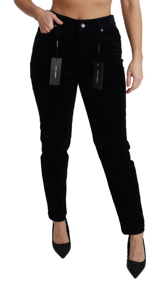 Blaue Cordjeans mit mittelhoher Taille