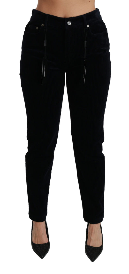 Blaue Cordjeans mit mittelhoher Taille