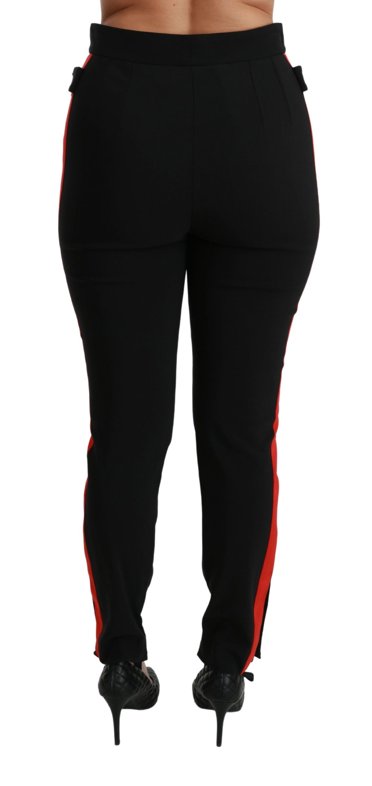 Schwarze Skinny Stretch-Baumwollhose mit Fuchskopf