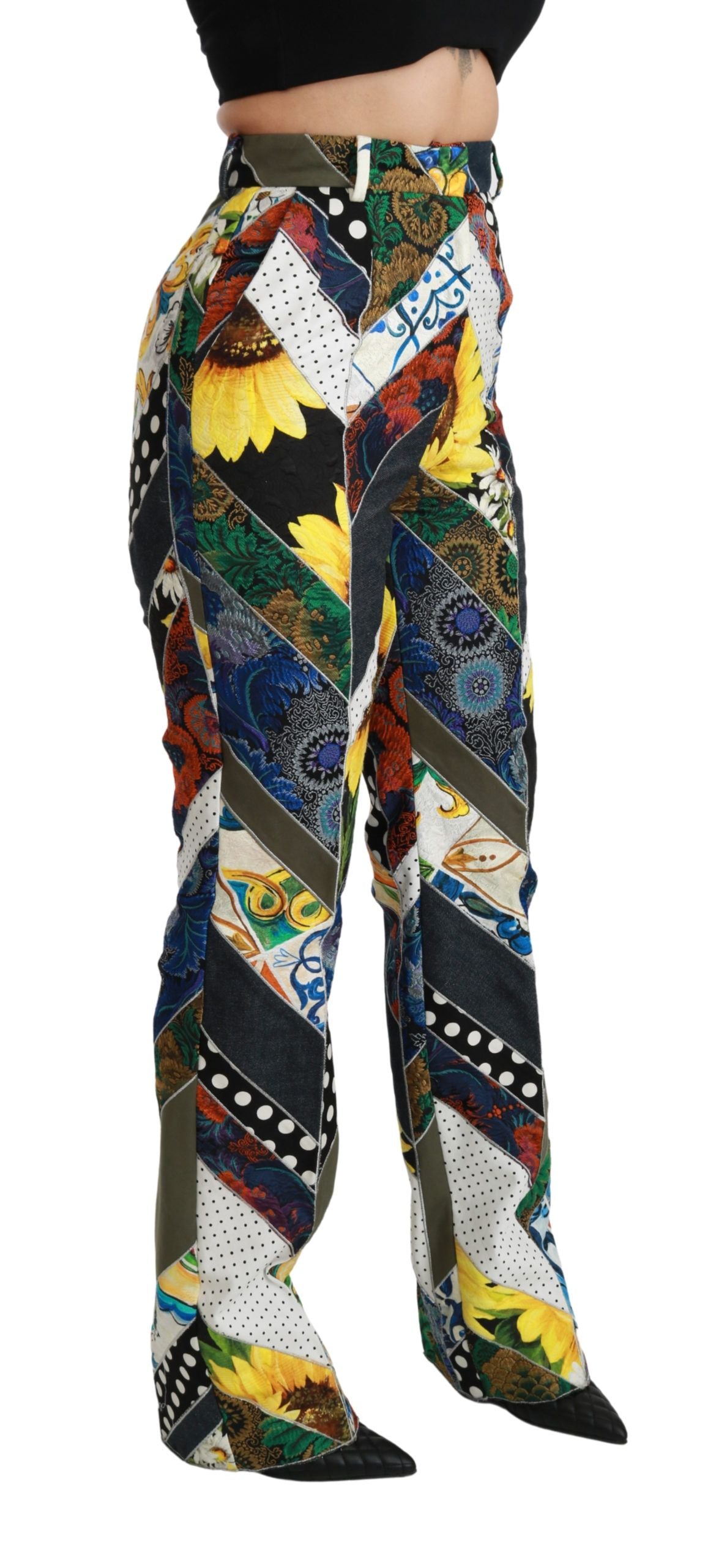 Gerade Hose mit mehrfarbigem Print und hoher Taille