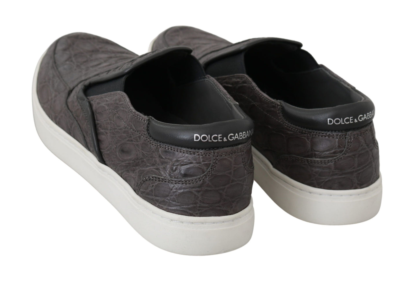 Graue flache Caiman-Loafer für Herren aus Leder