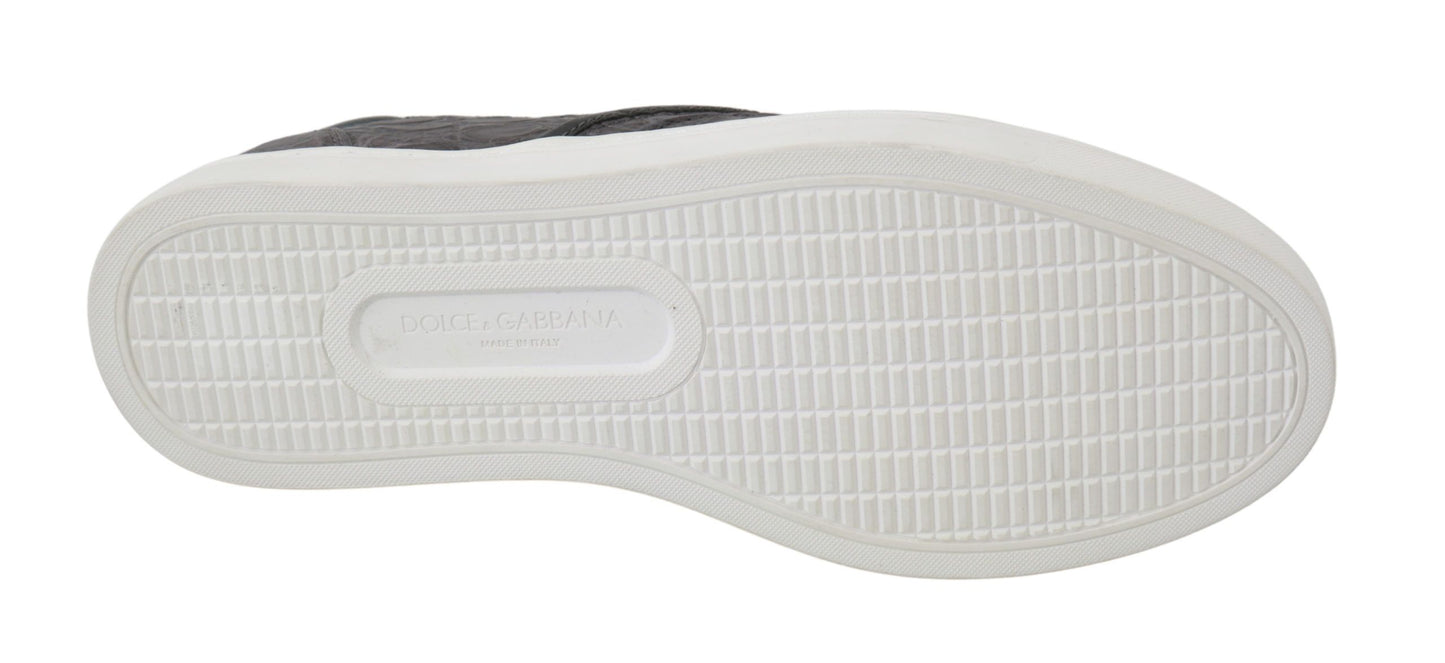 Graue flache Caiman-Loafer für Herren aus Leder