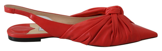 Schicke rote Leder-Ballerinas mit spitzer Zehenpartie