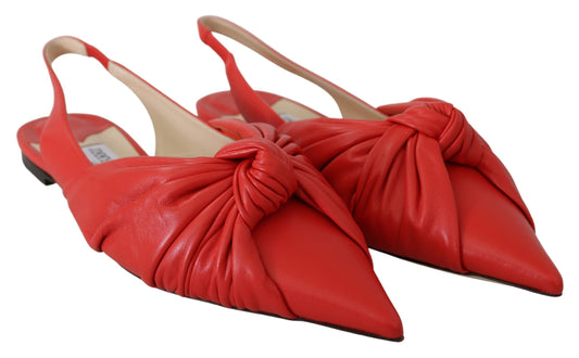 Schicke rote Leder-Ballerinas mit spitzer Zehenpartie