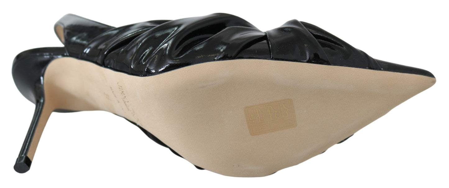 Elegante schwarze Pumps aus Leder mit spitzer Spitze