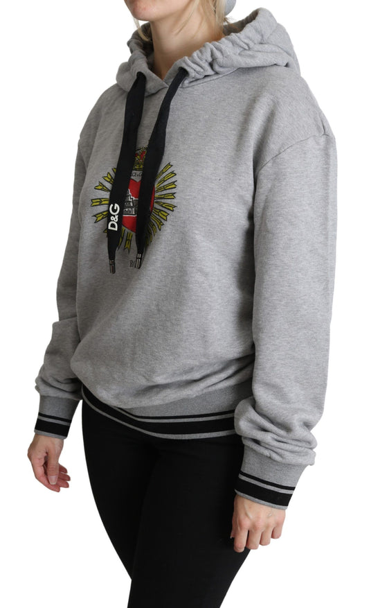 Grau bedruckter Kapuzenpullover mit exklusivem Logo