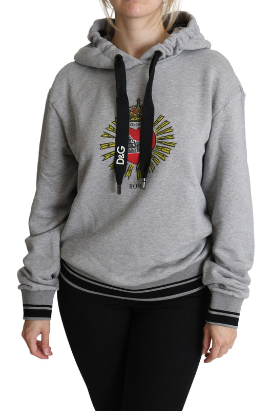 Grau bedruckter Kapuzenpullover mit exklusivem Logo