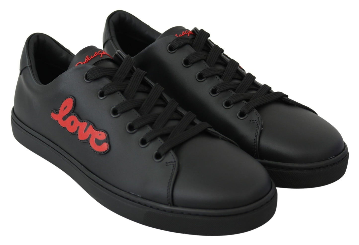 Schwarze Leder Love Heart Sneakers Damenschuhe